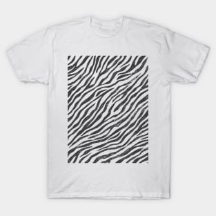 Savage Distressed Grey and White Tiger Pattern Animal Print Wild Safari T-Shirt